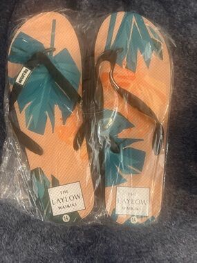 The Laylow Waikiki Men's Peach & Teal Flip-Flops